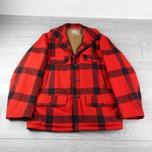 Vintage Carters Jacket Mens Large Red Heavy Wool Mackinaw Coat 50s 60s Liner